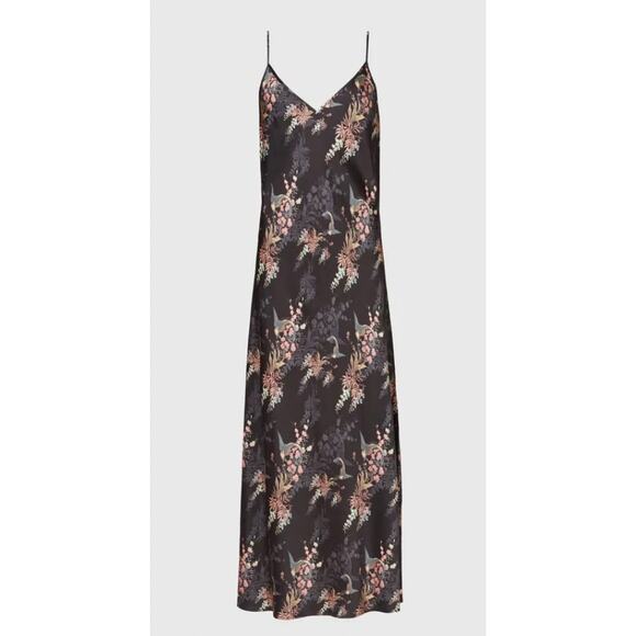 All Saints black Tierny Melisma Floral Midi Slip Dress